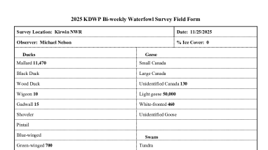 2025-2026 KDWP Bi-weekly Waterfowl Survey Field Forms