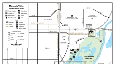 Long Meadow Lake and Black Dog Lake Units trail map at Bloomington and Burnsville