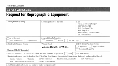 Form 3-1866 - Request for Reprographic Equipment