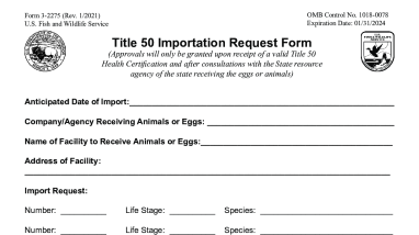 Title 50 Importation Request Form 3-2275