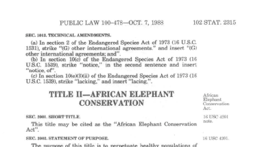 African Elephant Conservation Fund Legislation 1988