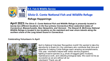 Silvio O Conte Refuge Happenings April 2023