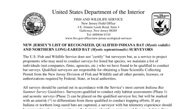 Required Information for New Jersey Recognized, Qualified Indiana Bat and Northern Long-Eared Bat Surveyors