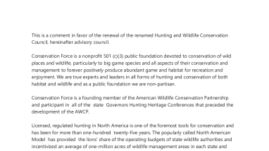 Comments on HWCC charter from Conservation Force