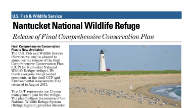Nantucket National Wildlife Refuge Final Newsletter of Comprehensive Conservation Plan