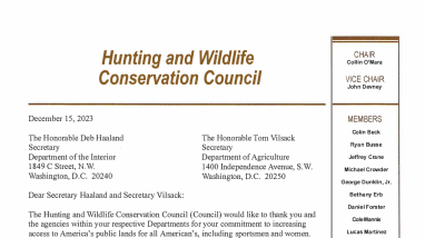 Letter to DOI Secretary Haaland and USDA Secretary Vilsack regarding the Future Use of Lead & Non-lead Alternative Ammunition on federal lands.