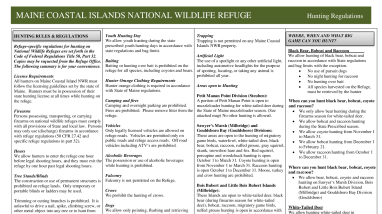 Maine Coastal Islands National Wildlife Refuge Hunting Regulations