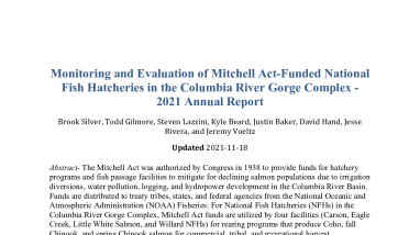 Monitoring and Evaluation of Mitchell Act-Funded National Fish Hatcheries in the Columbia River Gorge Complex 2021 Annual Report