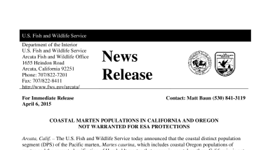 News Release 12 Month Finding