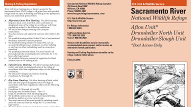 Sacramento River Refuge Afton Drumheller Leaflet for Sacramento National Wildlife Refuge Complex