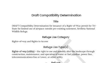 Sevilleta Draft Compatibility Determination Tri-state SunZia Blowout