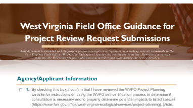 West Virginia Field Office Guidance for Project Review Request Submissions