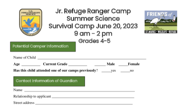 2023 St. Marks Summer Science; Survival Camp