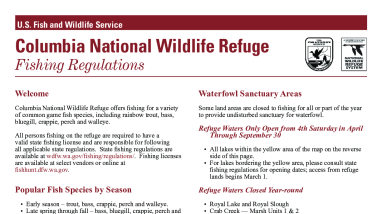 Columbia National Wildlife Refuge Fishing Regulations
