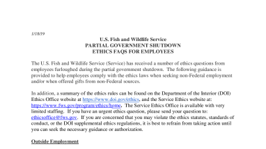 Ethics and the Government Shutdown FAQ