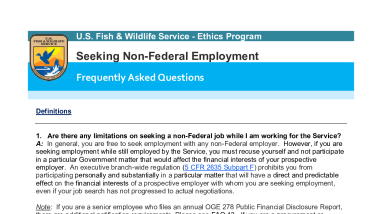Ethics FAQ: Seeking Non-Federal Employment