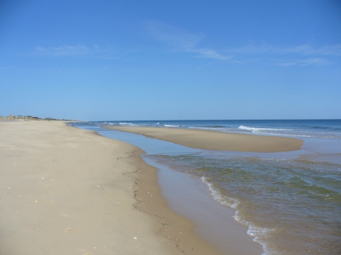 Sandbar forms in front of beach