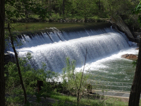 Side view of dam on a river