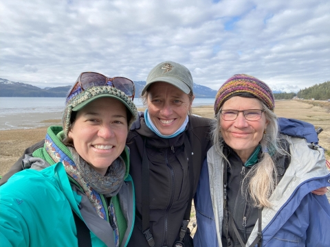 From left to right: Monica Iglecia, River Gates, Lynn Fuller in Cordova, Alaska.
