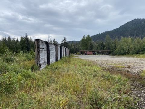 Old wooden wall separating ranges at the Hank Harmon Public Range