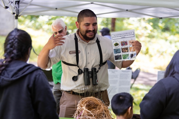 Ranger chatting with visitors