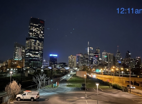 City of Philadelphia with many of the lights turned off