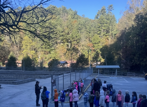 Blue Ridge Elementary 2nd graders lining up for a tour.