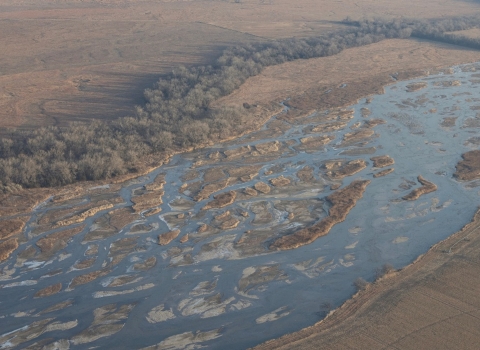 Aerial view of the Platte River taken by Mallory Jaymes