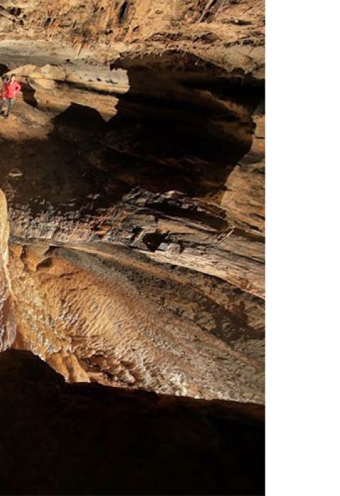 A large rock formation in a cave.