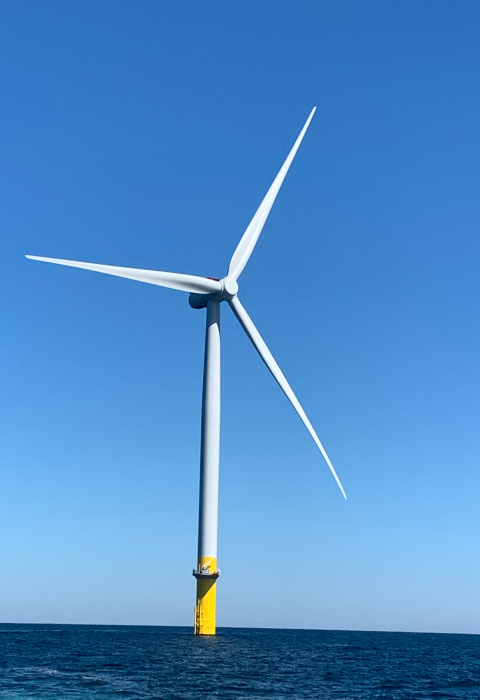 A wind turbine in the ocean