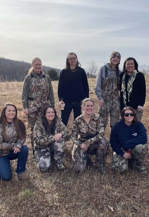 Women's group photo at mentored deer hunt at Cherry Valley NWR November 2024