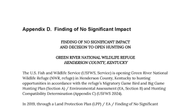 Front page of the FONSI for Green River NWR's Hunt Plan.