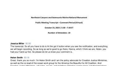 NCSMNM Draft Management Plan Public Meeting Comment Transcripts 10/23/23
