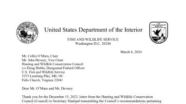 HWCC Lead Nonlead Ammo Recomm Letterhead Signed 03-06-24