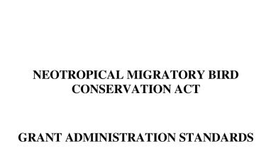 Neotropical Migratory Bird Conservation Act Grant Administration Guidelines for Recipients with Grant Activities Outside of the United States