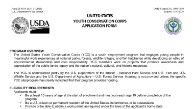 2024 Youth Conservation Corps Application