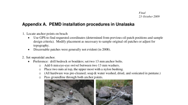 IV.B.1.h8 Assessment of Remaining Oil from the M/V Selendang Ayu Spill as of 2008 - Appendices