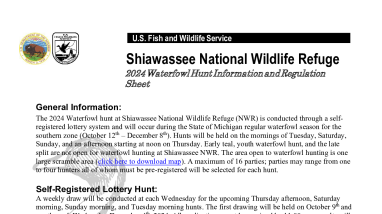 2024 Shiawassee NWR Waterfowl Hunt Info