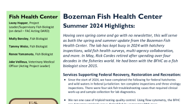 Bozeman Fish Health Center Summer 2024 Highlights