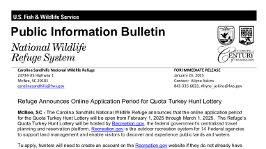 Carolina Sandhills Turkey Lottery on Recreation.gov