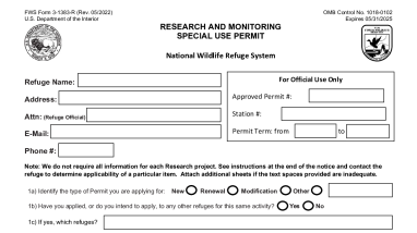 Form 3-1383-R Research and Monitoring Special Use Application