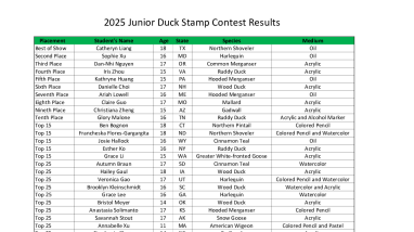 2025 Junior Duck Stamp Results