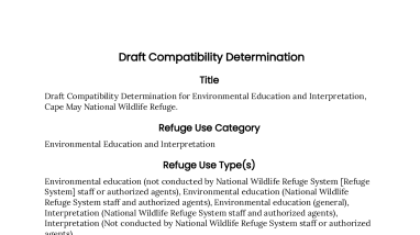 Draft Compatibility Determination for Environmental Education and Interpretation at Cape May NWR