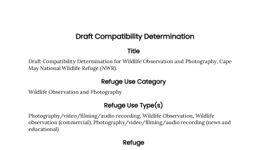 Draft Compatibility Determination for Wildlife Observation and Photography at Cape May NWR