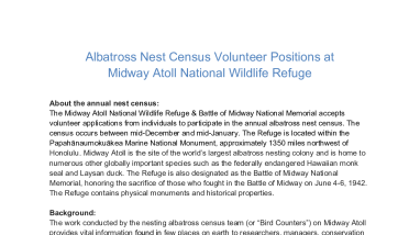 Albatross Nest Census Volunteer Positions at Midway Atoll NWR