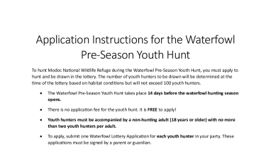 Modoc NWR's Youth Hunt Application & Instructions