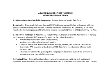 Aquatic Nuisance Species Task Force Membership Balance Plan