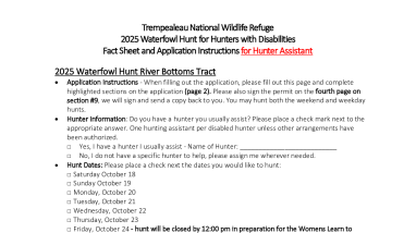 2025 Waterfowl Hunt - Fact Sheet and Application Instructions - Assistant Packet