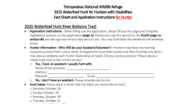 2025 Waterfowl Hunt - Fact Sheet and Application Instructions - Hunter Packet