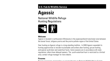Agassiz National Wildlife Refuge Hunting and Fishing Brochure